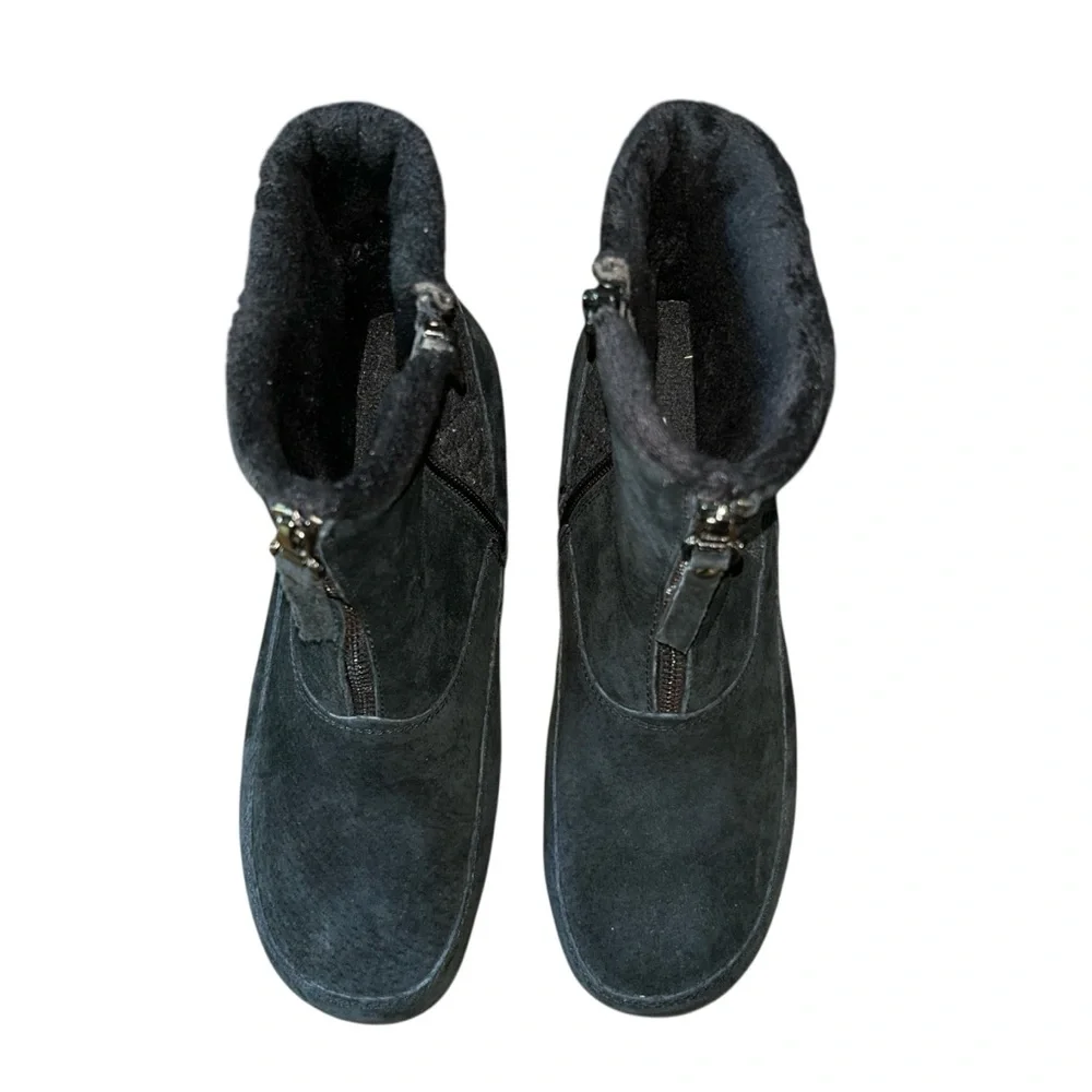 Propet Delaney Mid Zip Black Suede Ankle Winter‎ Boots Women’s 6.5 XX(4E) Wide